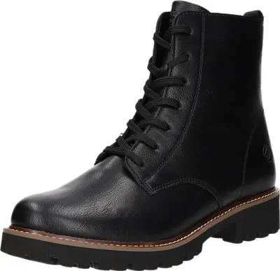 A black lace-up boot.