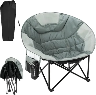 Produktbild von Campingstuhl, Gepolsterter Sitz, Tragbares Design, Grau 1 Stk Stühle