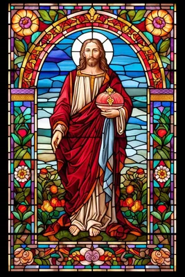 Obrázok produktu pre Diamantová výšivka Ježiš – vitráž Spasiteľa 45 x 70 cm