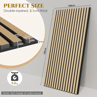 Immagine prodotto di Pannelli acustici in legno effetto quercia - 120 x 60 cm - Set di 4 - Rivestimento murale effetto legno