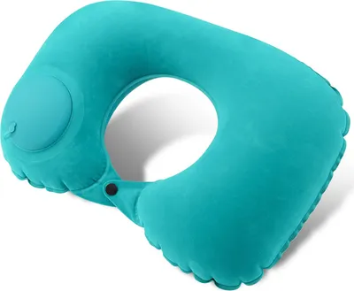 Produktbild von Nackenkissen, wasserdicht, integrierte Pumpe, Müdigkeitslinderung, Outdoor, Reisen, Auto, Flugzeug, aufblasbares Nackenkissen für den täglichen Gebrauch-Grün