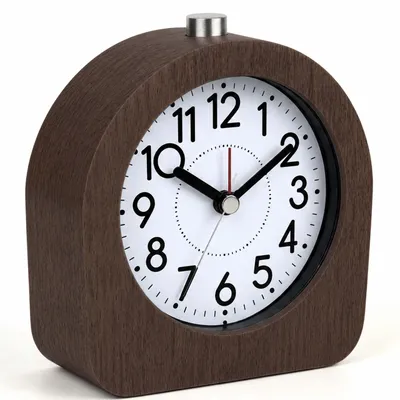 Produktbild von Relaxdays Wecker analog, Holz, Snooze-Funktion, Beleuchtung, ohne Ticken, batteriebetrieben, Holzwecker, dunkelbraun