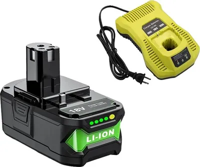 Obrázek produktu pro Lithium-iontová baterie, kapacita 7000 mAh, napětí 18 V, kompatibilní se značkou Ryobi, 1 baterie a 1 nabíječka