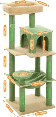 Image de Tour d'arbre à chat Cactus, design spacieux à 6 étages, idéal pour 4 chats, AMT0110GN-M