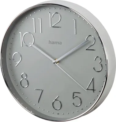 Zdjęcie produktu dla Hama Elegance, Ściana, Zegar kwarcowy, Okrągły, Szary, Srebrny, Plastik, Szkło