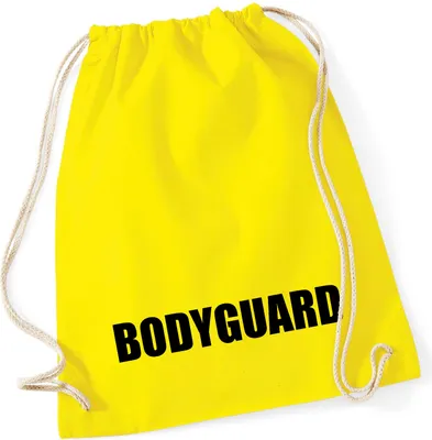 Produktbild von Huuraa Turnbeutel Bodyguard Schriftzug 12 Liter Yellow Baumwolle Rucksack Geschenkidee