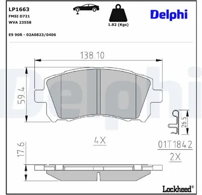 Produktbild von DELPHI Bremsbeläge Satz Bremsklötze für MITSUBISHI PAJERO III (V7W, V6W) LP1663