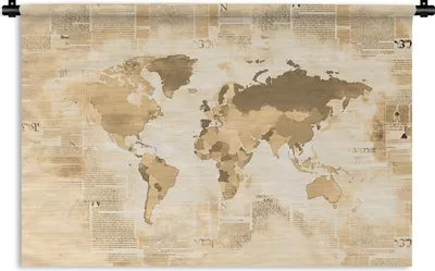 Produktbild von MuchoWow® Wandteppich Wandbehang Karte - Jahrgang - Zeitung 90x60 cm Tapisserie Dekoration Wandtuch - Wandskulpturen - Bildteppich