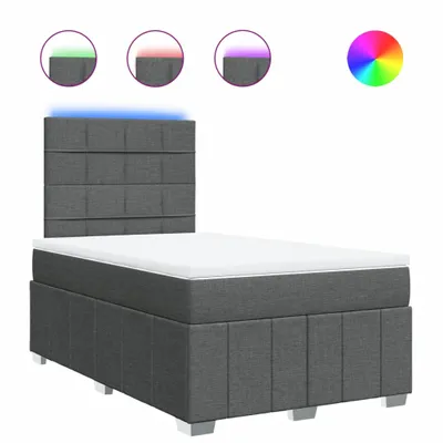 Image de vidaXL Lit boxspring avec matelas gris foncé 120x190 cm Tissu