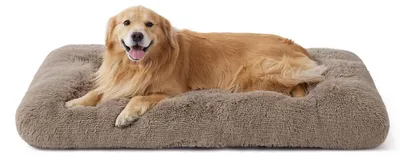 Image de Lit pour chien XXL, lavable, moelleux, 119x74 cm, couleur camel