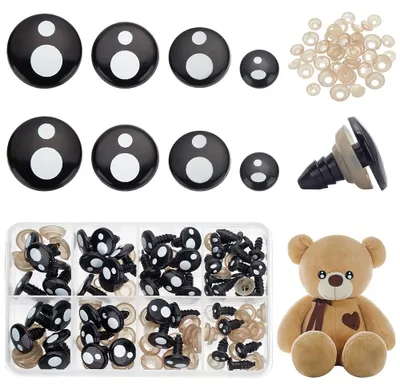 Productafbeelding van Veiligheidsogen set - 54-delig met ringetjes - voor knuffels en poppen - 8-16 mm