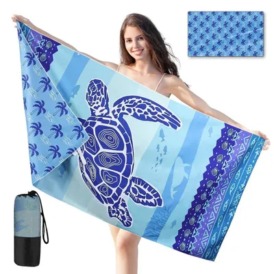 Produktbild von Strandtuch Mikrofaser Schnelltrocknend Sandfrei 180x90 cm Meeresschildkröte