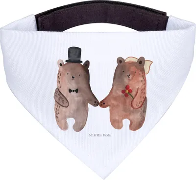 Produktbild von Mr. & Mrs. Panda Hundehalstuch Bär Heirat - Weiß - Geschenk, Hunde Hals Tuch, Bandana, Teddy, Halstuch Für, Dreieckstuch, Hund