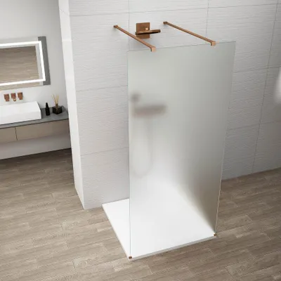Productafbeelding van Polysan ESCA COPPER MATT, douchewand, vrijstaand, mat glas, 1000 mm - ES1110-10