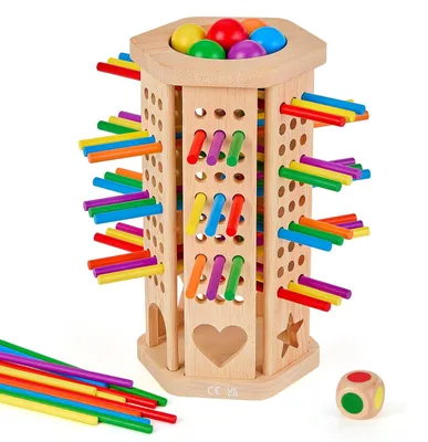 Immagine prodotto di Gioco di calcolo in legno Montessori per bambini dai 3 ai 6 anni: gioco educativo con bastoncini e palline