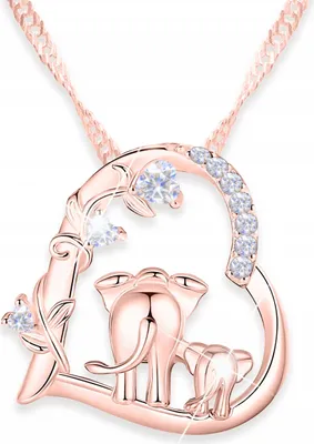 Produktbild von Vergoldete Halskette mit Elefant, Zirkonia, Elefantenherz, Elefant, SILBER 925