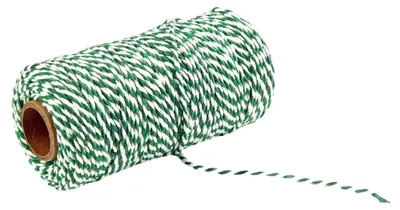 Produktbild von Baumwollkordel - 2 mm Stärke - Bastelschnur für Handwerk und Gartenarbeit - Grün-Weiß - 1 Rolle