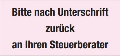 Produktbild von Haftnotizen für Steuerberater "Bitte nach Unterschrift zurück an Ihren Steuerberater"