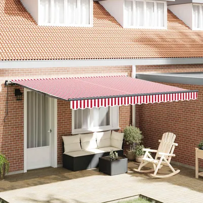 Produktbild von vidaXL Ausziehbare Markise Rot und Weiß 400 x 300 cm