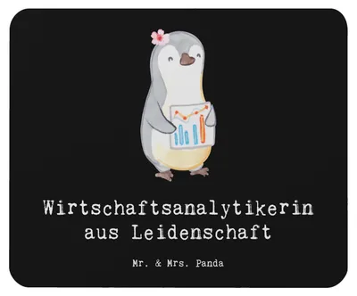 Produktbild von Mr. & Mrs. Panda Mouse Pad Wirtschaftsanalytikerin Leidenschaft - Schwarz - Geschenk, mauspad laptop, mousematte, pc mausunterlage, Mousepad