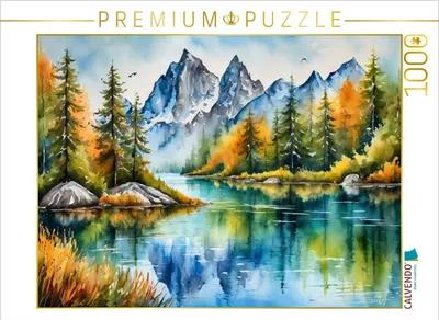 Produktbild von CALVENDO Puzzle Bergsee mit Spiegelung | 1000 Teile Lege-Größe 64x48cm Foto-Puzzle für glückliche Stunden