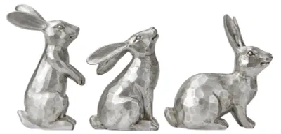 Produktbild von 3er-Set Osterhasenfiguren, kleine dekorative Hasenstatuen aus Vintage-Harz für die Frühlings-Tischdekoration