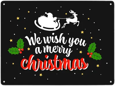 Produktbild von We wish you a merry christmas Metallschild XXL mit Weihnachtsschlitten Motiv