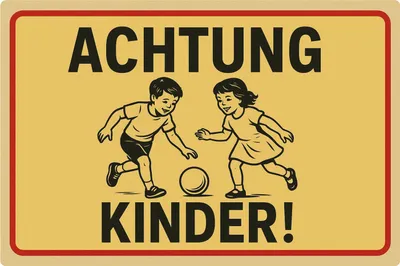 Produktbild von Blechschild AstraDesign 20x30 cm „Achtung Kinder“ – Metallschild Wanddeko, Schild, Geschenkidee