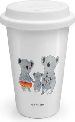 Produktbild von Mr. & Mrs. Panda Thermobecher Koala Familie - Weiß - Geschenk, Kinder, Muttertag, Family, ToGo Kaffeebecher, To Go, Mehrwegbecher, Mama, Coffee Becher