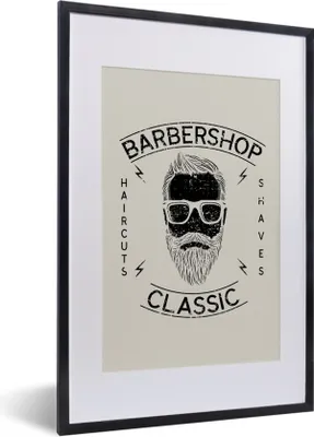 Produktbild von MuchoWow® MuchoWow® Gerahmtes Poster Jahrgang - Mann - Bart 40x60 cm - Poster mit zchwarzem Bilderrahmen - Poster in Rahmen