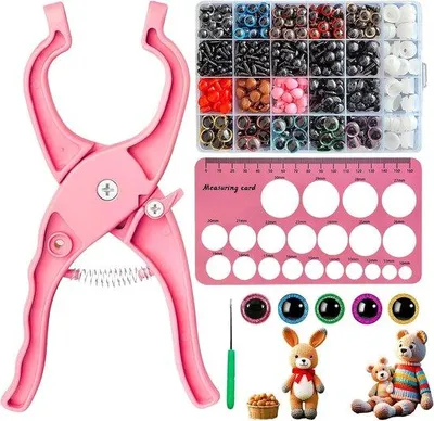 Produktbild von Sicherheitsaugen-Set, 1150 Stück, mit rosa Sicherheitsaugen und Zubehör, geeignet für Amigurumi, 5-30 mm, für Plüschtiere und Puppen, Sicherheitsaugen