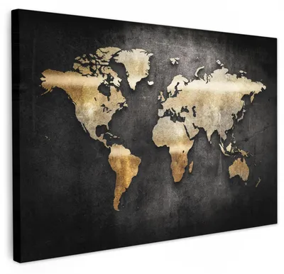 Immagine prodotto di Solidchoice - Quadro su tela 120x80 cm - Mappa del mondo in oro