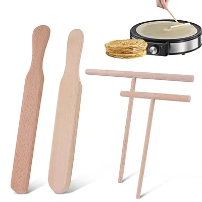 Produktbild von Holz-Crêpe-Verteiler und -Spatel-Set – 4 Stück