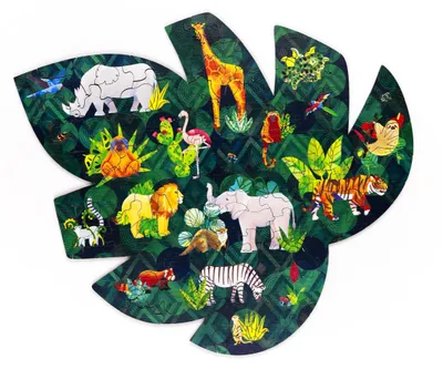 Obrázek produktu pro Dřevěná puzzle s obrázky zvířat, vícebarevná, 130 dílků