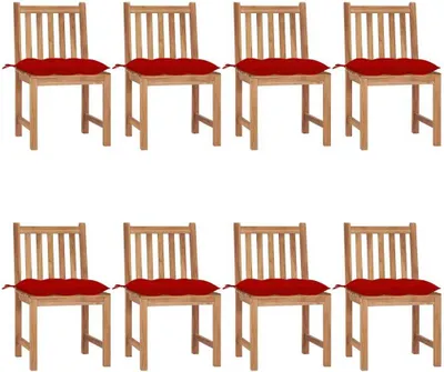Produktbild von Gartenstühle 8 Stk. mit Kissen Massivholz Teak