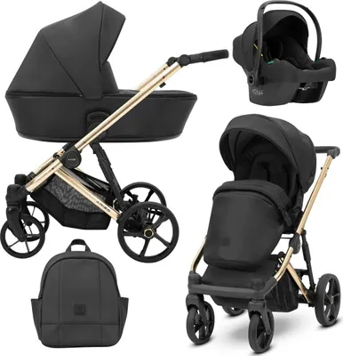 Immagine prodotto di Kunert ARIZO PREMIUM 3in1 in ecopelle nera con struttura dorata, navicella e accessori