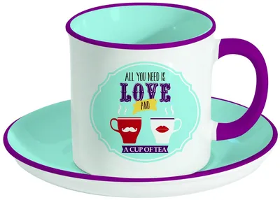 Obrázek produktu pro Porcelánový hrnek s podšálkem Retro Break Tea Blue