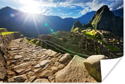 Produktbild von MuchoWow® Poster Abendlicher Sonnenstrahl über Machu Picchu Peru 60x40 cm - Schlafzimmerdekoration