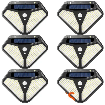 Obrázek produktu pro Solární pouliční lampa, senzor pohybu, 3 režimy svícení, 2-102LED - 6 kusů