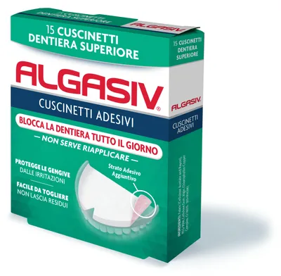 Immagine prodotto di Algasiv Adesivo Per Protesi Dentaria Superiore 15 Pezzi