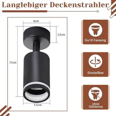 Productafbeelding van LED Plafondlamp met Draaibare GU10 Spots - Moderne Binnenverlichting voor Hal, Woonkamer en Keuken