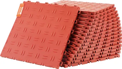 Produktbild von VEVOR garážové podlahové kovanie, 305 x 305 x 13,4 mm, sada 50 kusov priemyselného podlahového kovania, protišmykové obojstranné konštrukčné garážové podlahy, pre garáže, pivnice, opravárenské dielne, červené