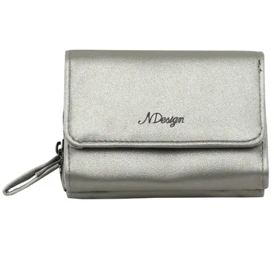 Produktbild von Geldbörse Damen Portemonnaie Portmonee Geldtasche Organizer Vegan Silber Metallic