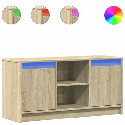 Image de vidaXL Armoire TV avec éclairage LED Chêne Sonoma 100x34x50 cm