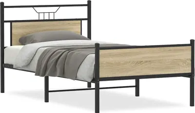 Produktbild von vidaXL Bettgestell ohne Matratze Sonoma-Eiche 100x200 cm Holzwerkstoff