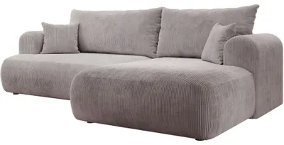 Produktbild von Selsey Ovo Cord – Ecksofa Schlaffunktion, Bettkasten, Cordstoff, rechts, Hellgrau