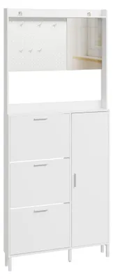 SoBuy Schuhschrank FSR233-W weiß mit Spiegel, Haken und 3 Schubladen im Profil