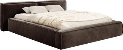 Produktbild von Selsey Tilves Low – Polsterbett 200x200 mit Bettkasten und Lattenrost, Velours, braun