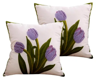 Produktbild von Kissenbezüge mit Blumenmotiv, 2 Stück, Baumwolle, 45x45 cm, Dekokissenhüllen für Couch, Schlafzimmer, Sofa, Wohnzimmer (ohne Füllung)