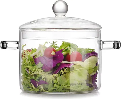 Produktbild von Glastopf Kochtopf, 1900ML Suppentopf mit Deckel zum Kochen, Hochtemperaturbeständiger Transparenter Glaspfanne mit Doppelgriff Glassuppentopf für Gemüse Suppe Nudel